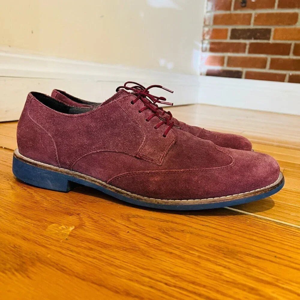 Cole Haan Men's Burgundy Suede Oxford Lace Up Dress Shoes Size 9.5